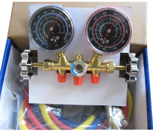 Manifold set with sight glass
