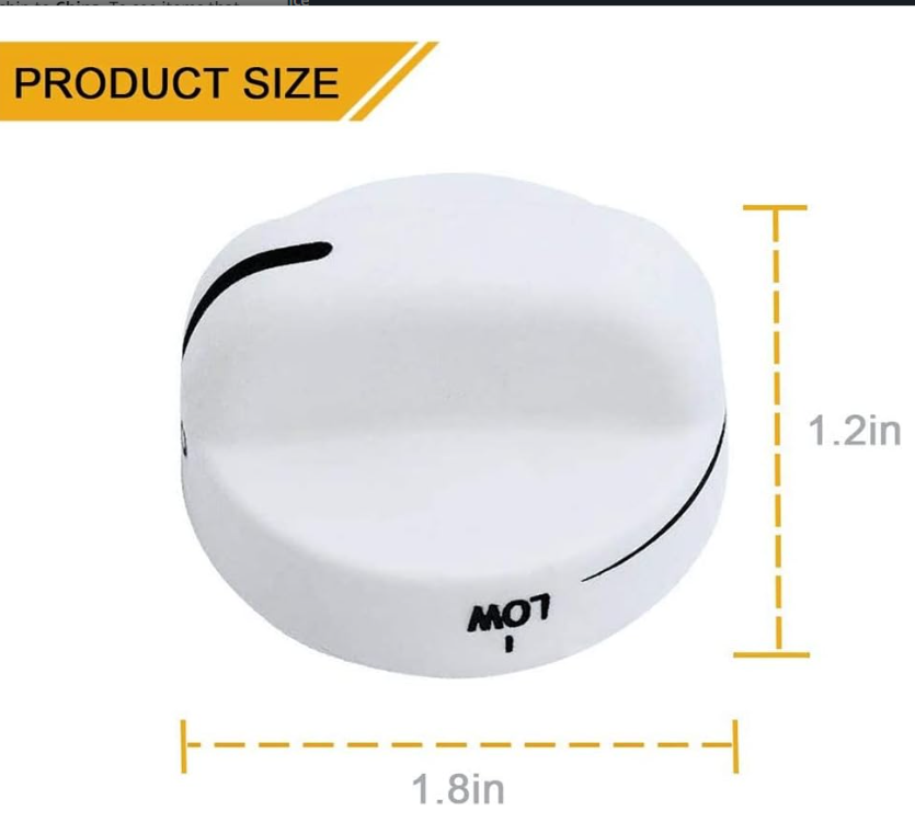 Top Surface Burner Knobs White Replaces 8273104 Compatible with Whirlpool Maytag Amana 